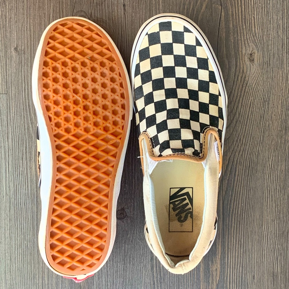 White, Brown, & Black Checkered Vans